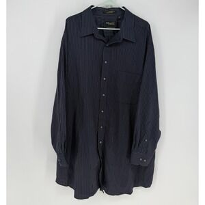 CM‎ Gold Series Button Down Shirt Mens 20 35/36 Navy Purple Striped Wrinkle Free